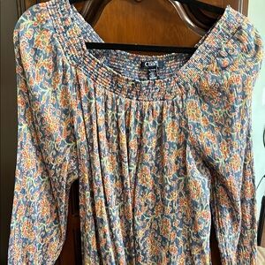 Chaps Floral Blouse - Blue and Orange